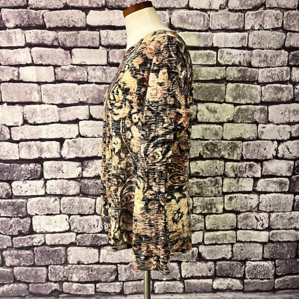 Coldwater Creek Black, Brown & Beige Long Sleeve Blouse Size XL - Picture 4 of 9